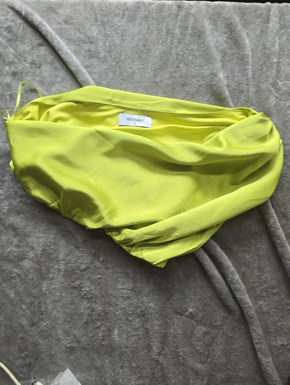 Outcast Neon Lime Satin Strapless Tube Top